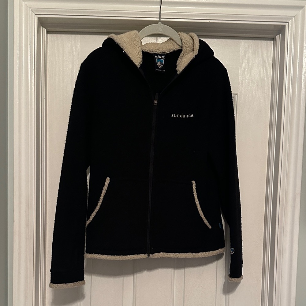 Kuhl Black and Cream Fleece Hooded Jacket  sz Medium